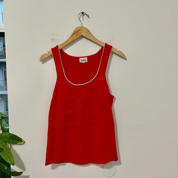 Belair Tops - Bel Air Red Varsity Style Jersey Tank Size T2/Medium